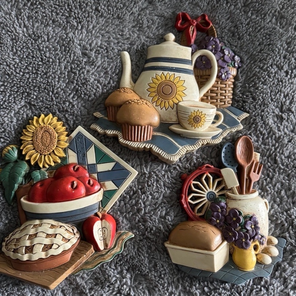 Decorative Baking  Kitchen Wall Plaque Set - Rustic Ceramic Style